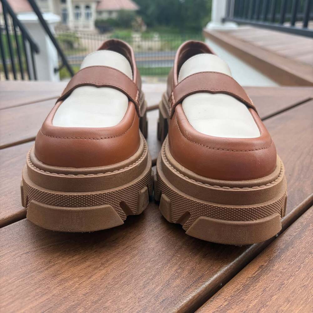 Alohas Trailblazer Bicolor Leather Loafers Brown/Tan & Off-White Size 7.5-8 - Picture 10 of 13